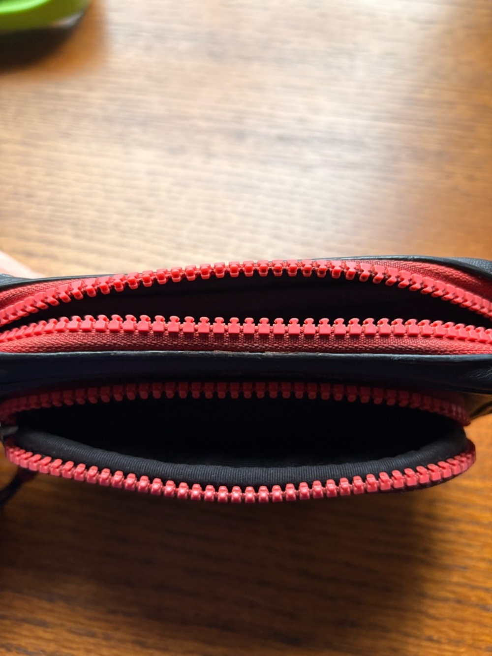 Coach Men/ Women Black Leather Crossbody Pouch with Blue and Red Trim- No strap - Picture 5 of 6